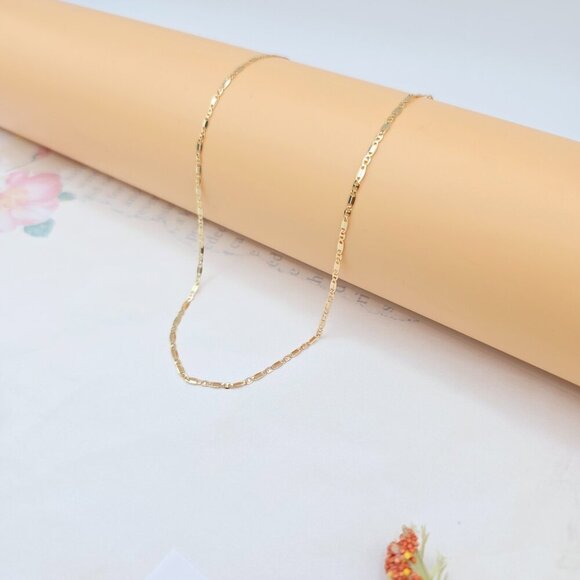 Rose Gold Dainty Box Link Chain Necklace – 45cm / 17.7 Inch Shine, XPNL0023 - Picture 4 of 12